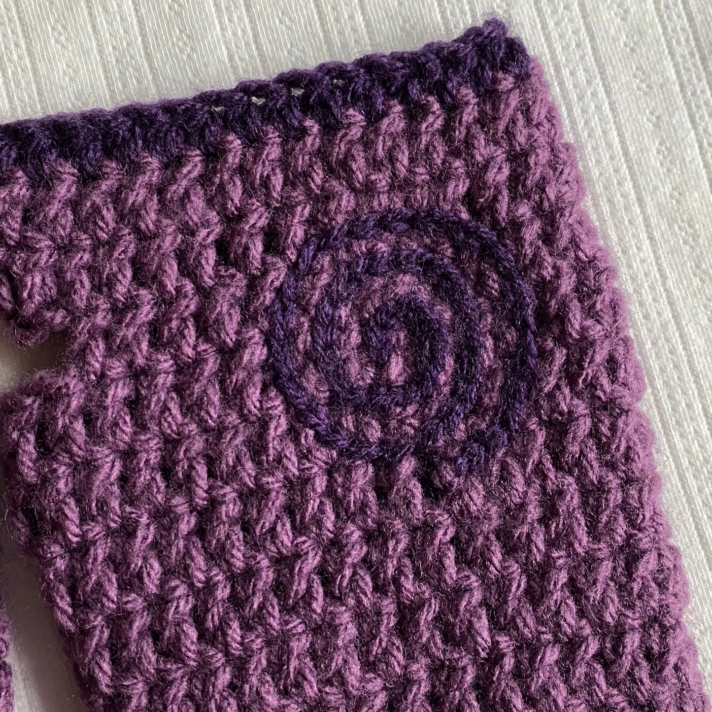 Purple Whimsy Swirl Crochet Fingerless Gloves