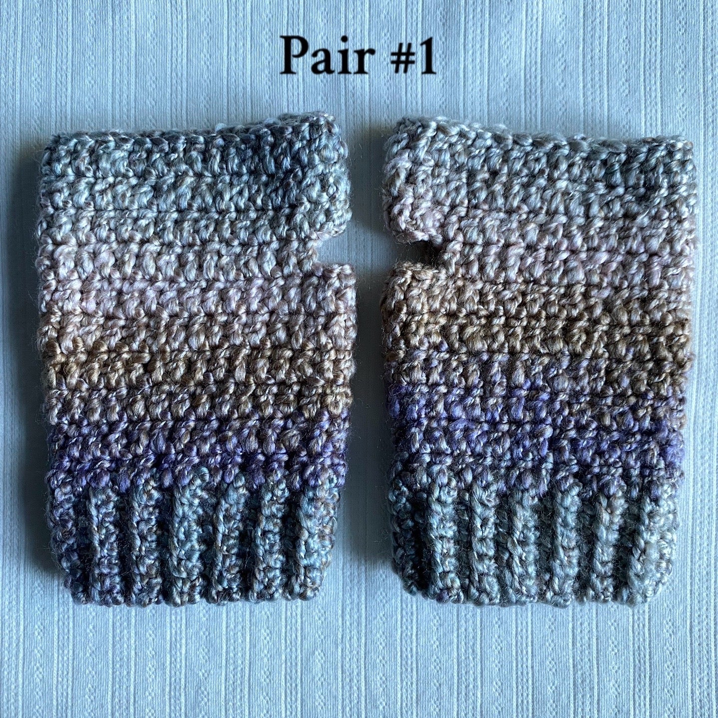 Multicolour Dusty Pastel Crochet Fingerless Gloves