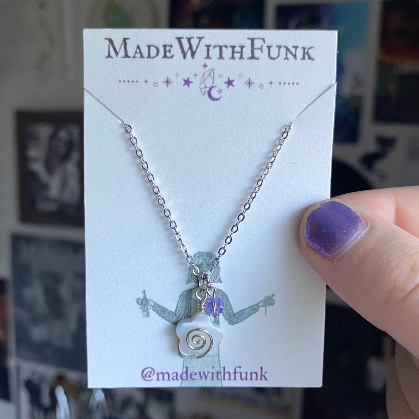 Light Purple Swirly Flower Necklace