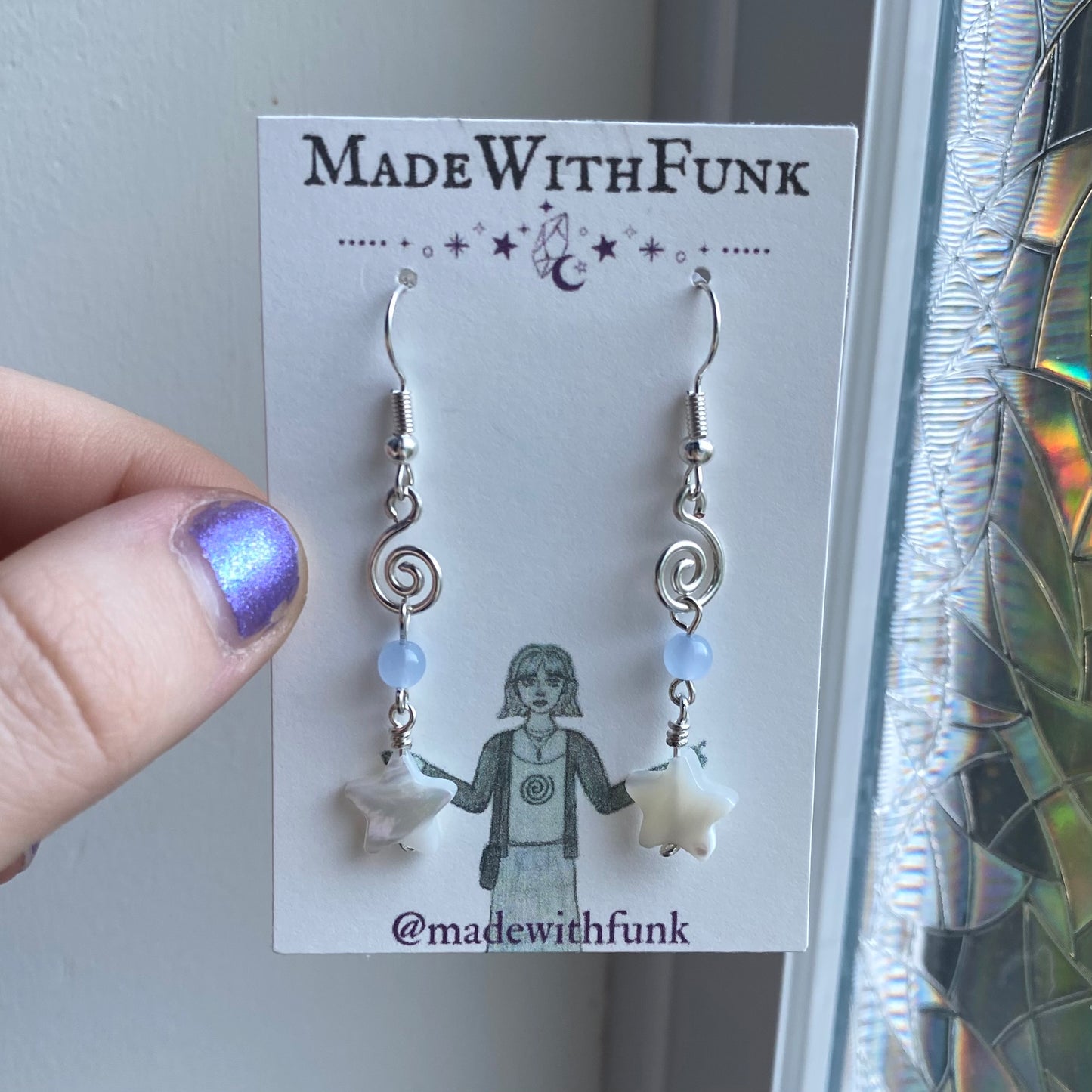 Blue Whimsical Wire Spiral Earrings