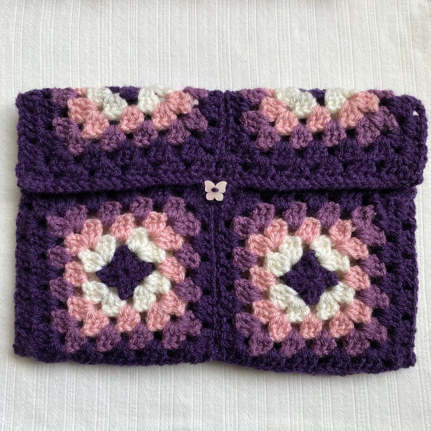 Purple Pink Crochet Booksleeve