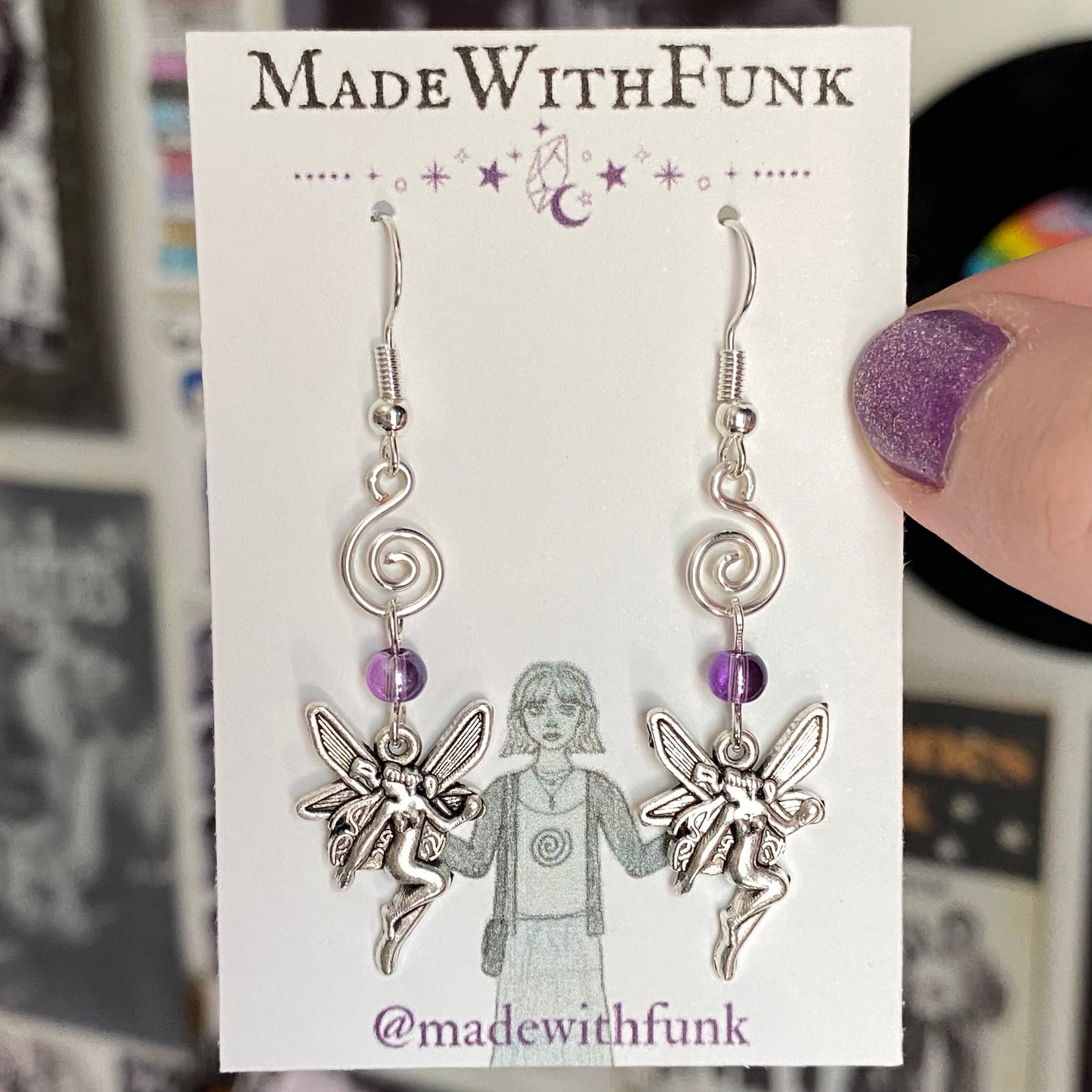 Purple Swirly Fairy Earrings