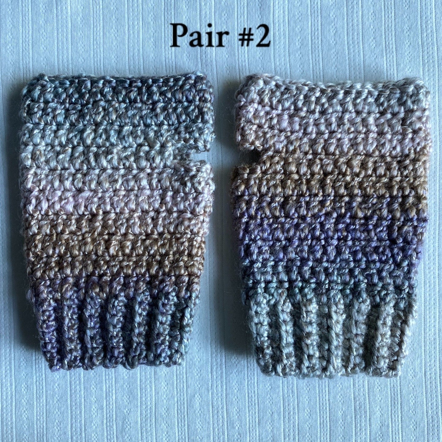 Multicolour Dusty Pastel Crochet Fingerless Gloves
