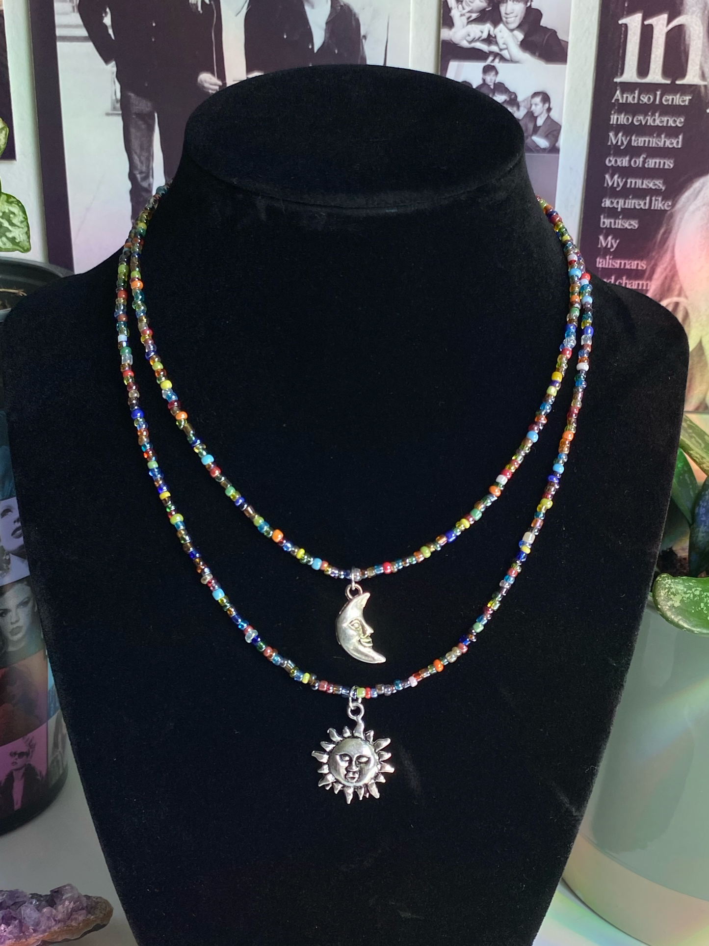 Earth Tone Sun & Moon Necklaces