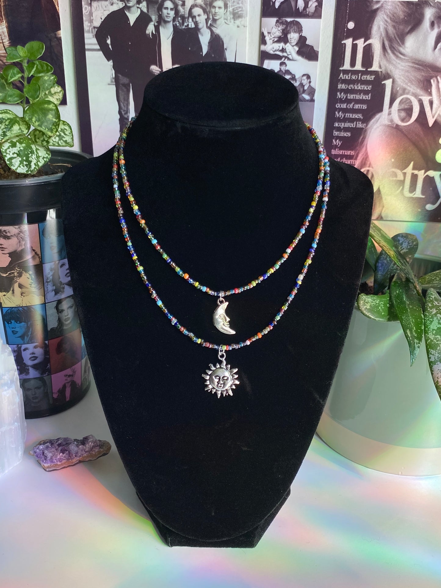 Earth Tone Sun & Moon Necklaces