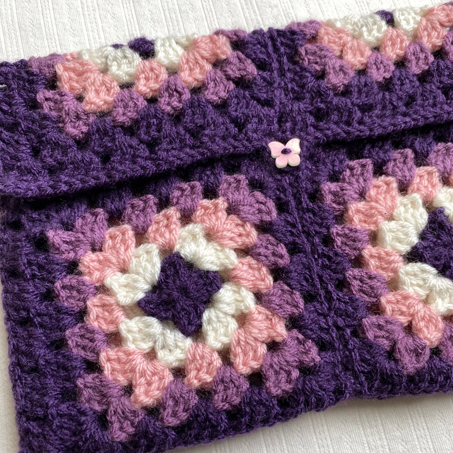 Purple Pink Crochet Booksleeve