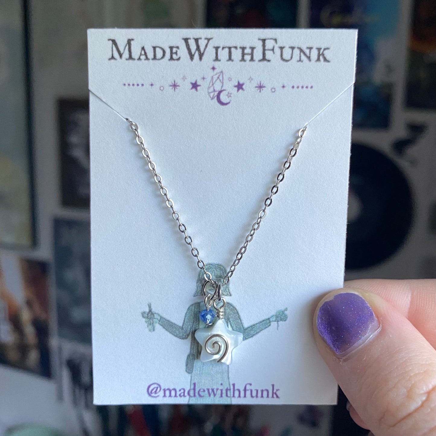 Light Blue Swirly Star Necklace