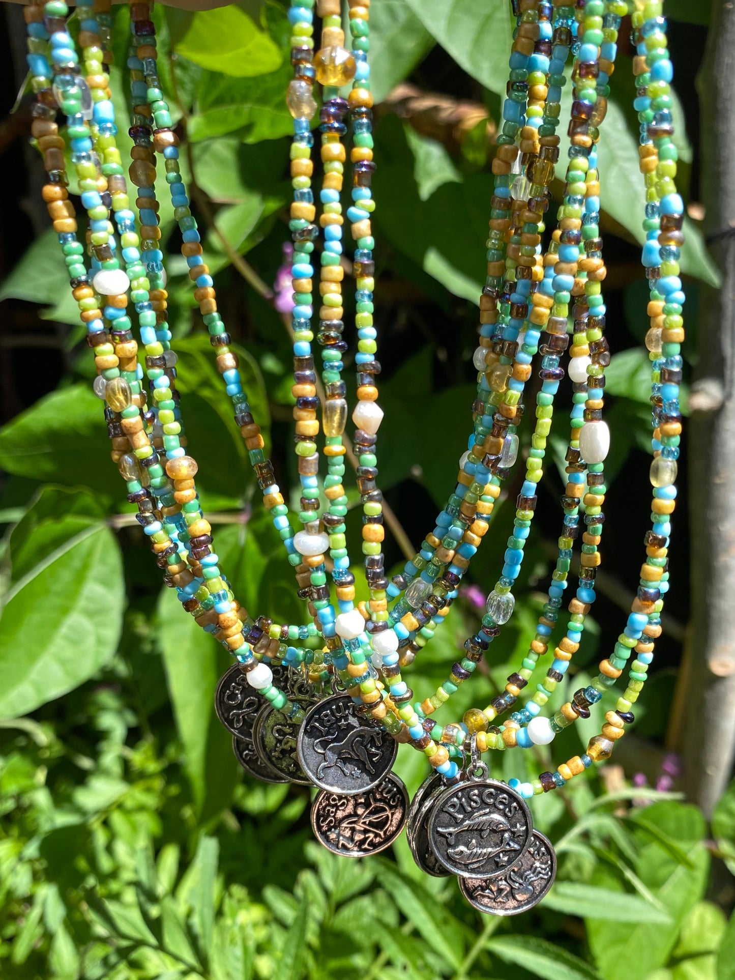Nature Earth Tone Zodiac Sign Necklace