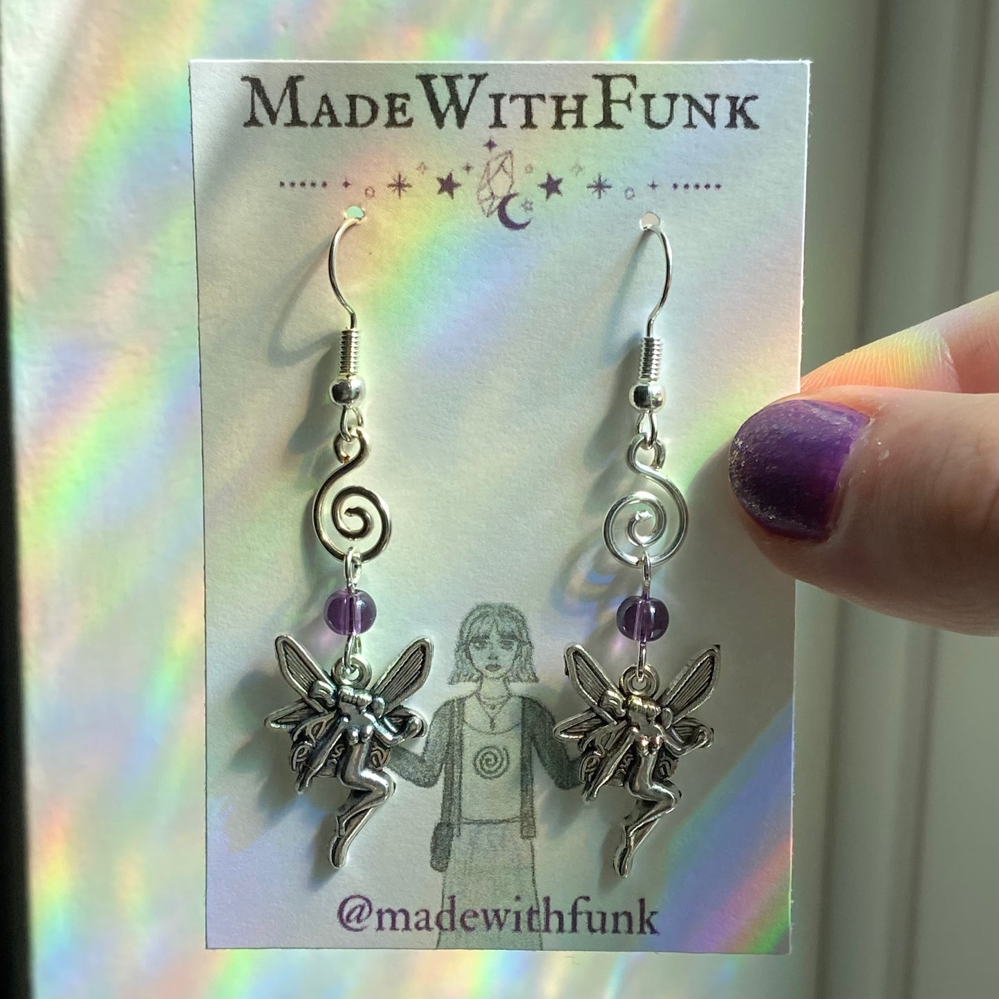 Purple Swirly Fairy Earrings