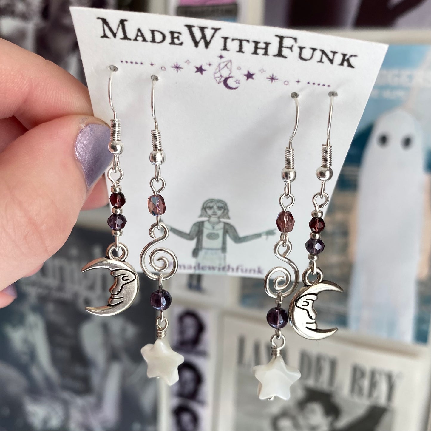 Whimsigoth Purple Celestial Earring Set