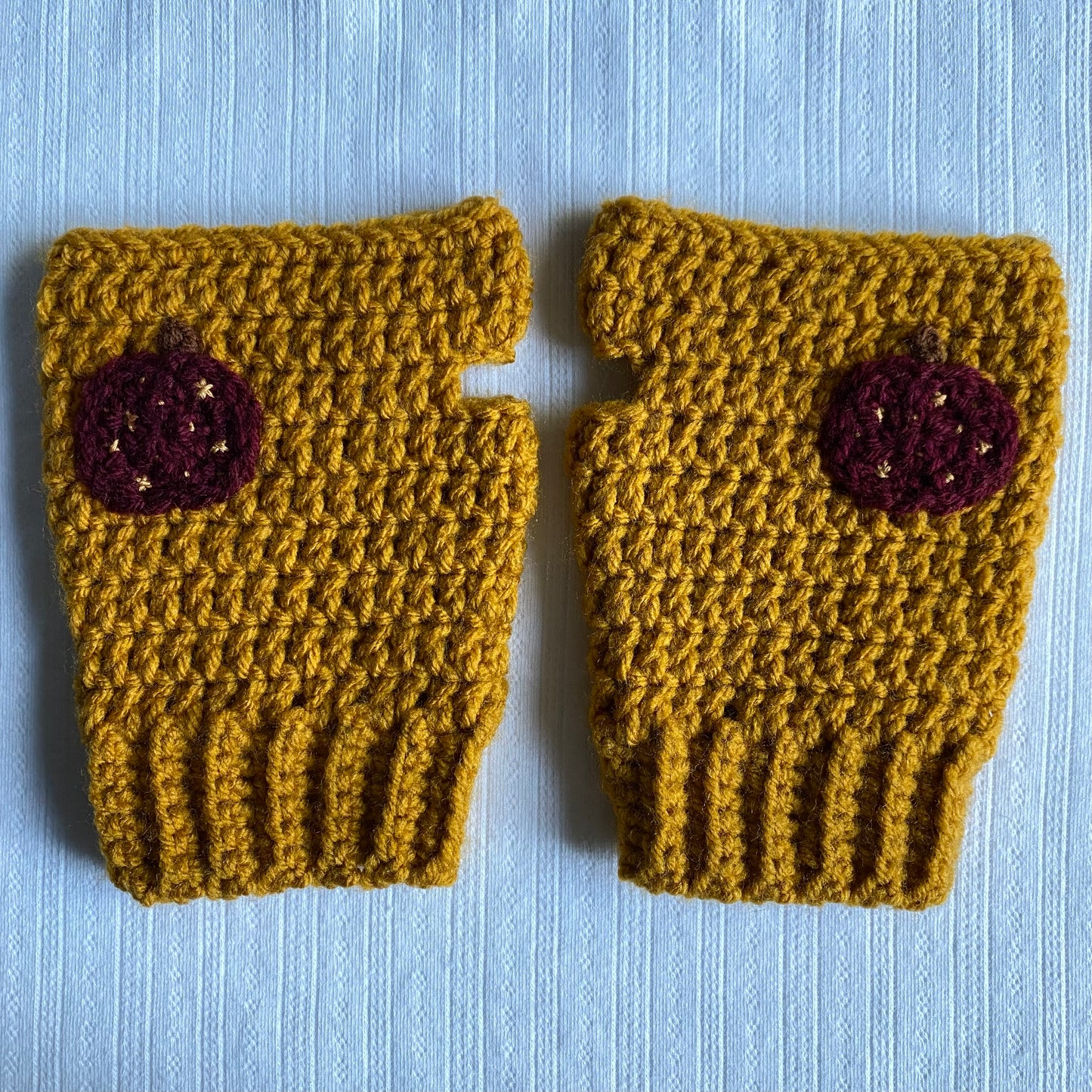 Yellow Fantastic Mr. Fox Crochet Fingerless Gloves