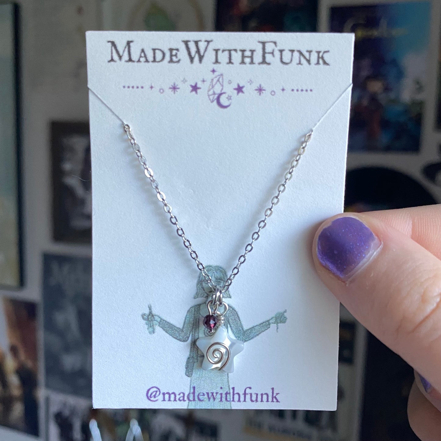 Purple Charm Swirly Star Necklace