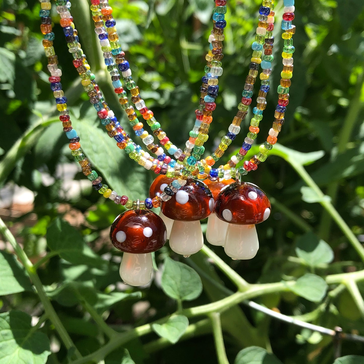 Earth Tone Mushroom Necklace