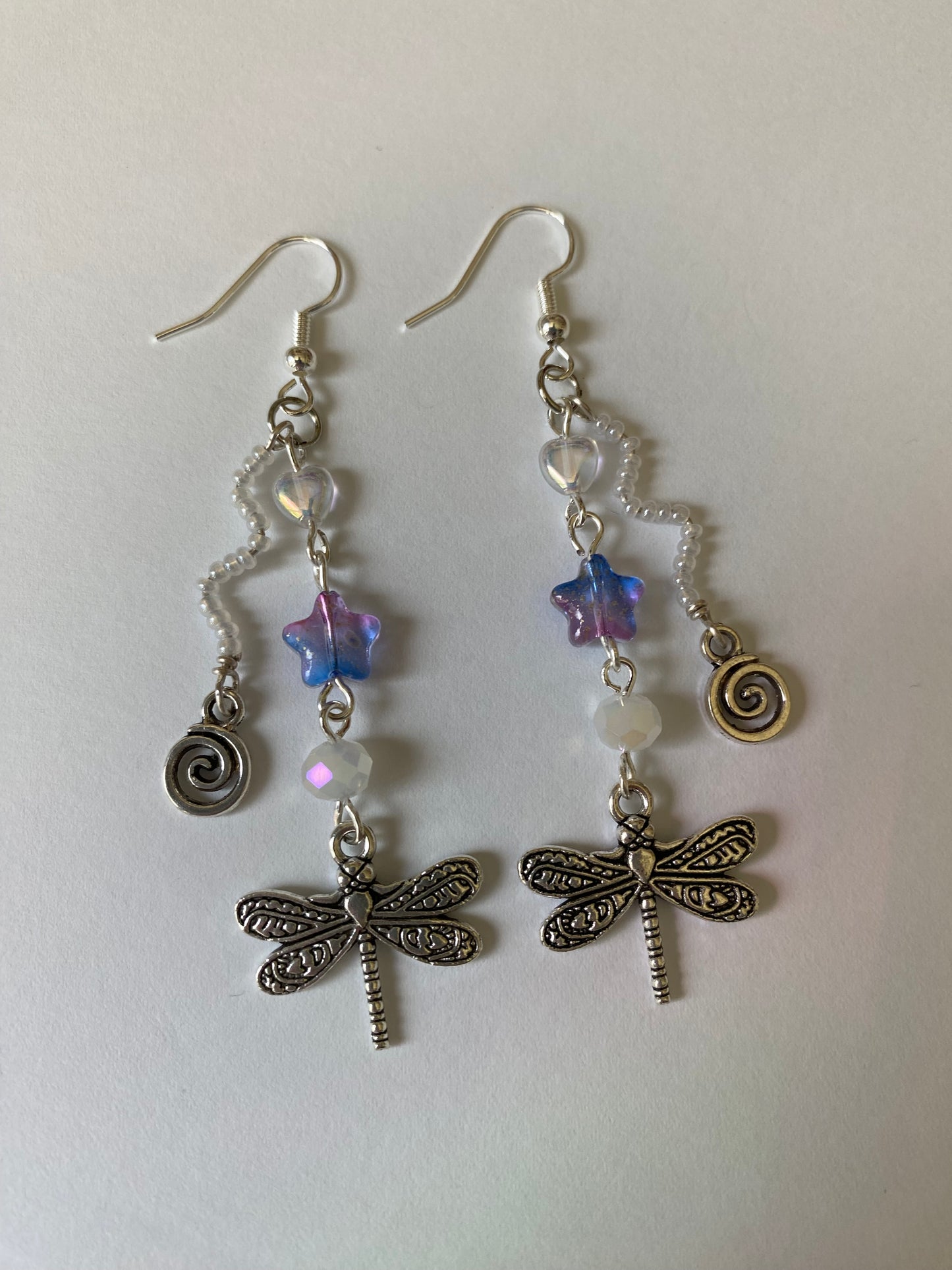 Purple/Blue Dragonfly Swirl Earrings