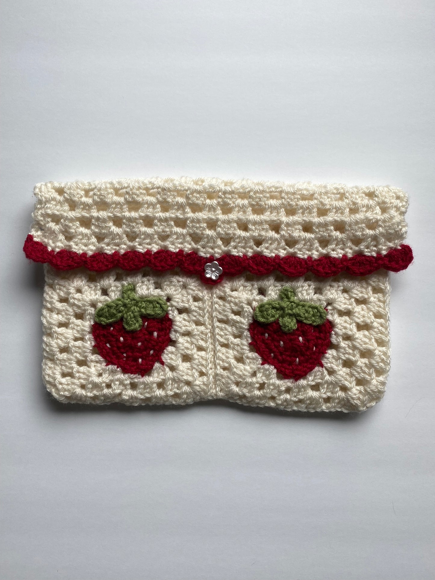 Crochet Strawberry Book Sleeve