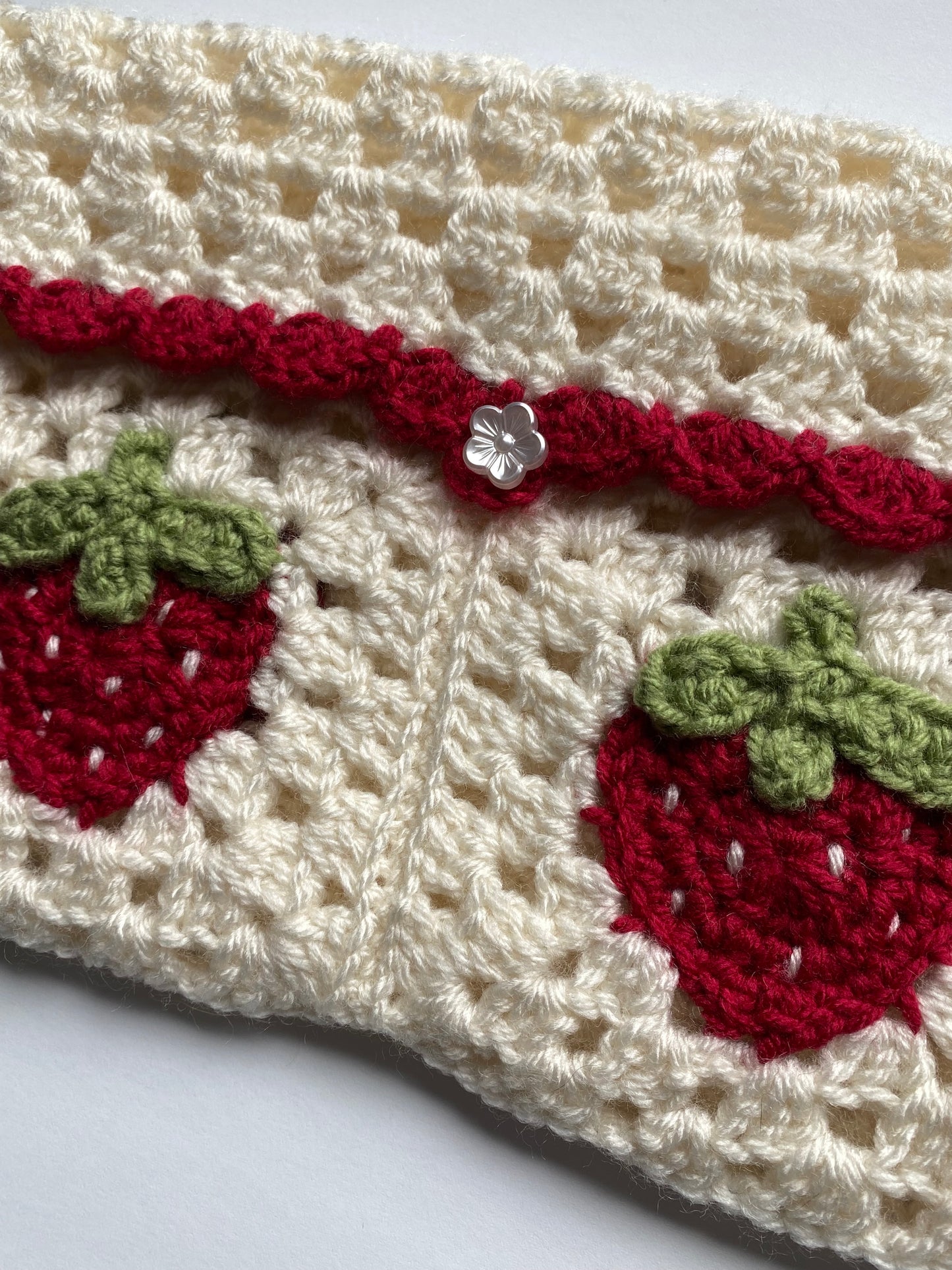 Crochet Strawberry Book Sleeve