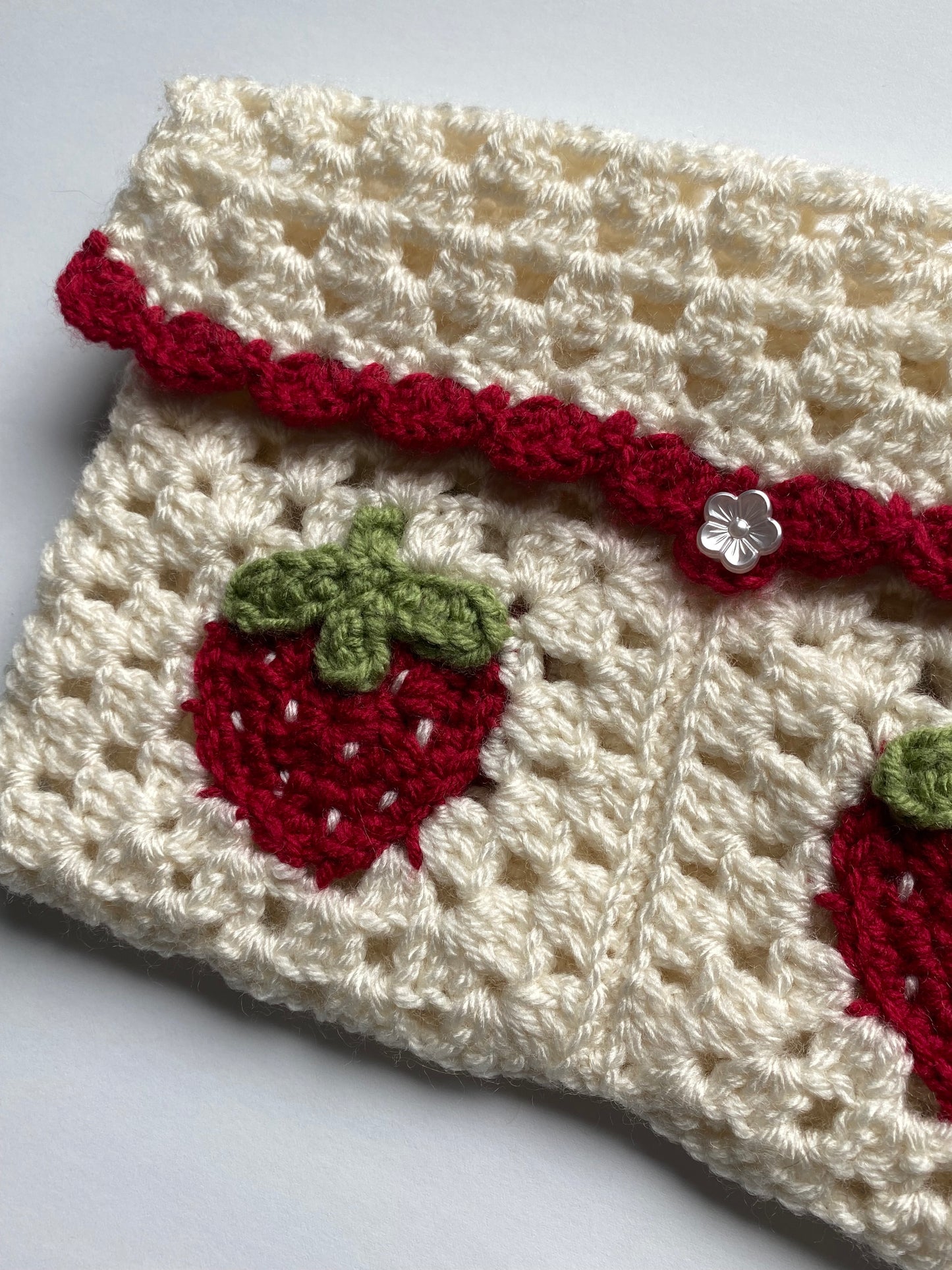Crochet Strawberry Book Sleeve