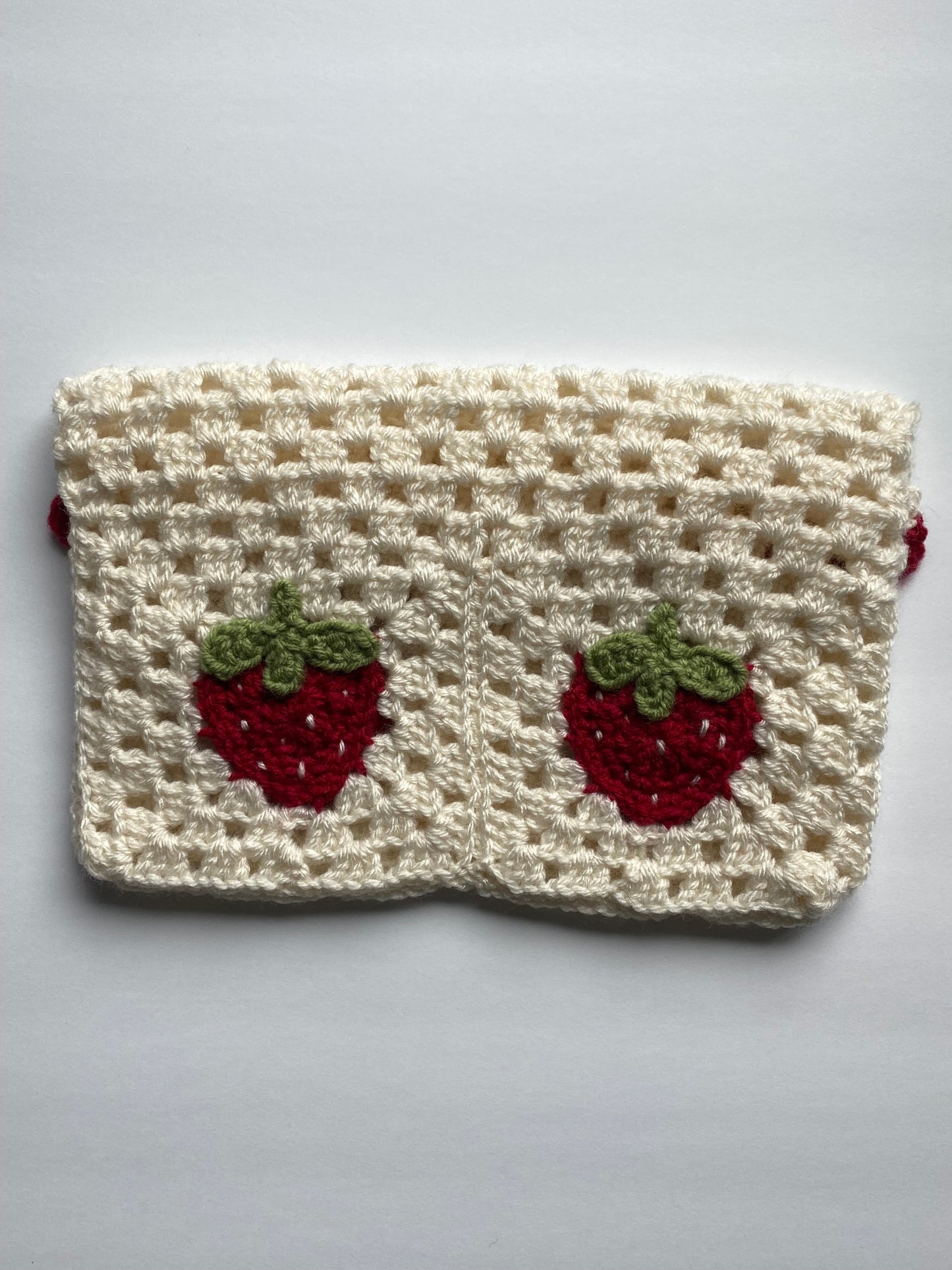 Crochet Strawberry Book Sleeve