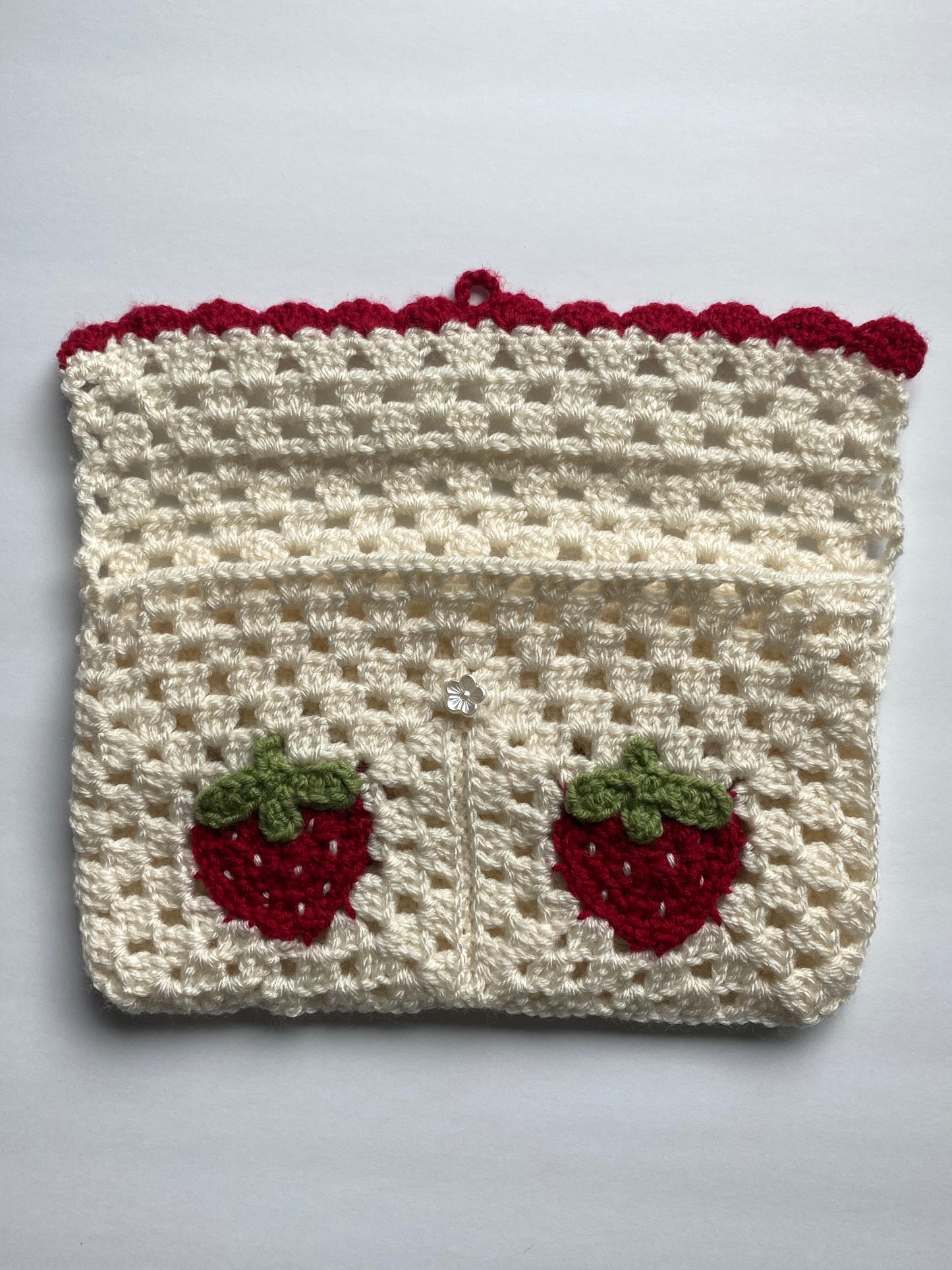Crochet Strawberry Book Sleeve