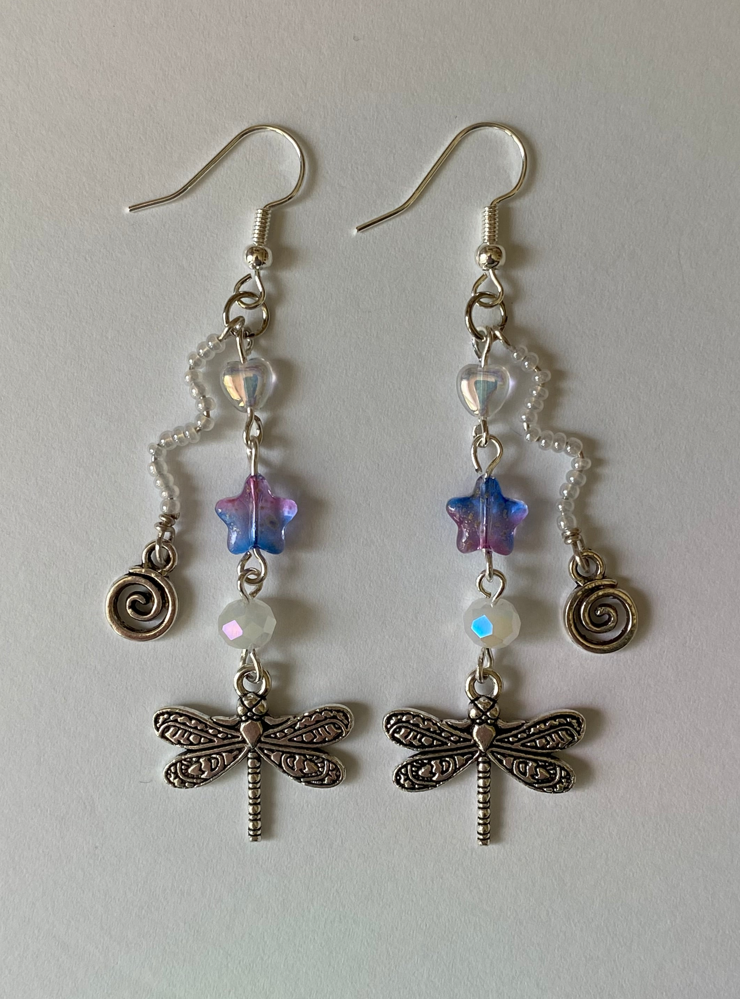 Purple/Blue Dragonfly Swirl Earrings