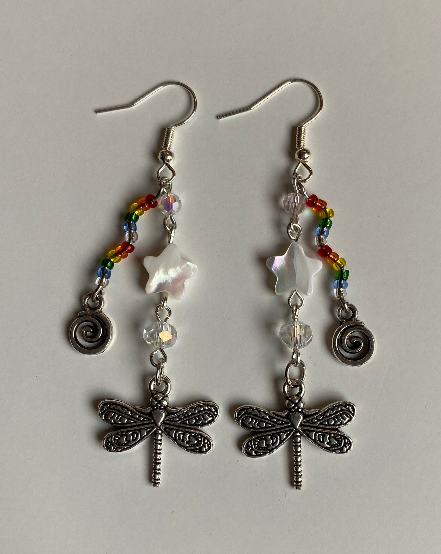 Rainbow Swirl Dragonfly Earrings