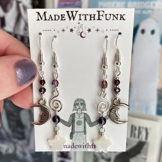 Whimsigoth Purple Celestial Earring Set