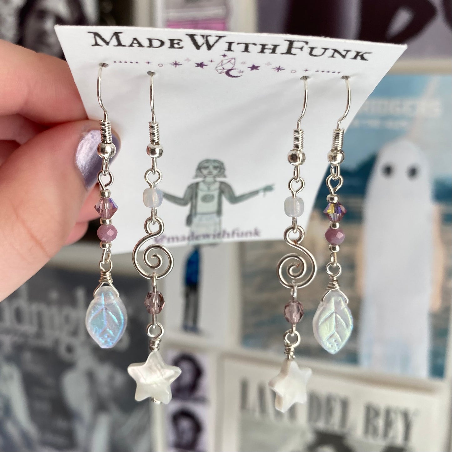 Pink and White Whimsical Swirly Earring Set