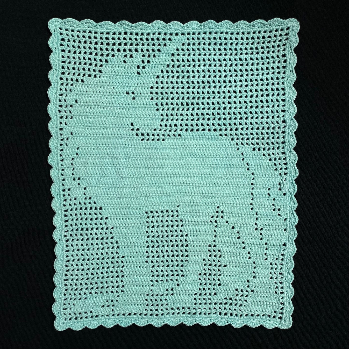 Turquoise Unicorn Crochet Tapestry