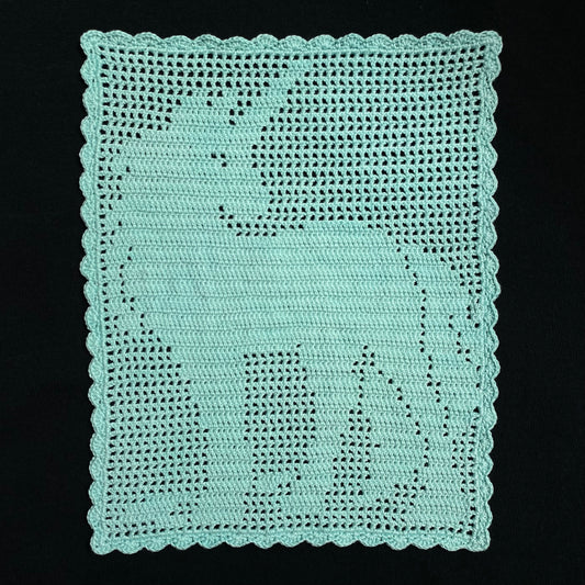 Turquoise Unicorn Crochet Tapestry