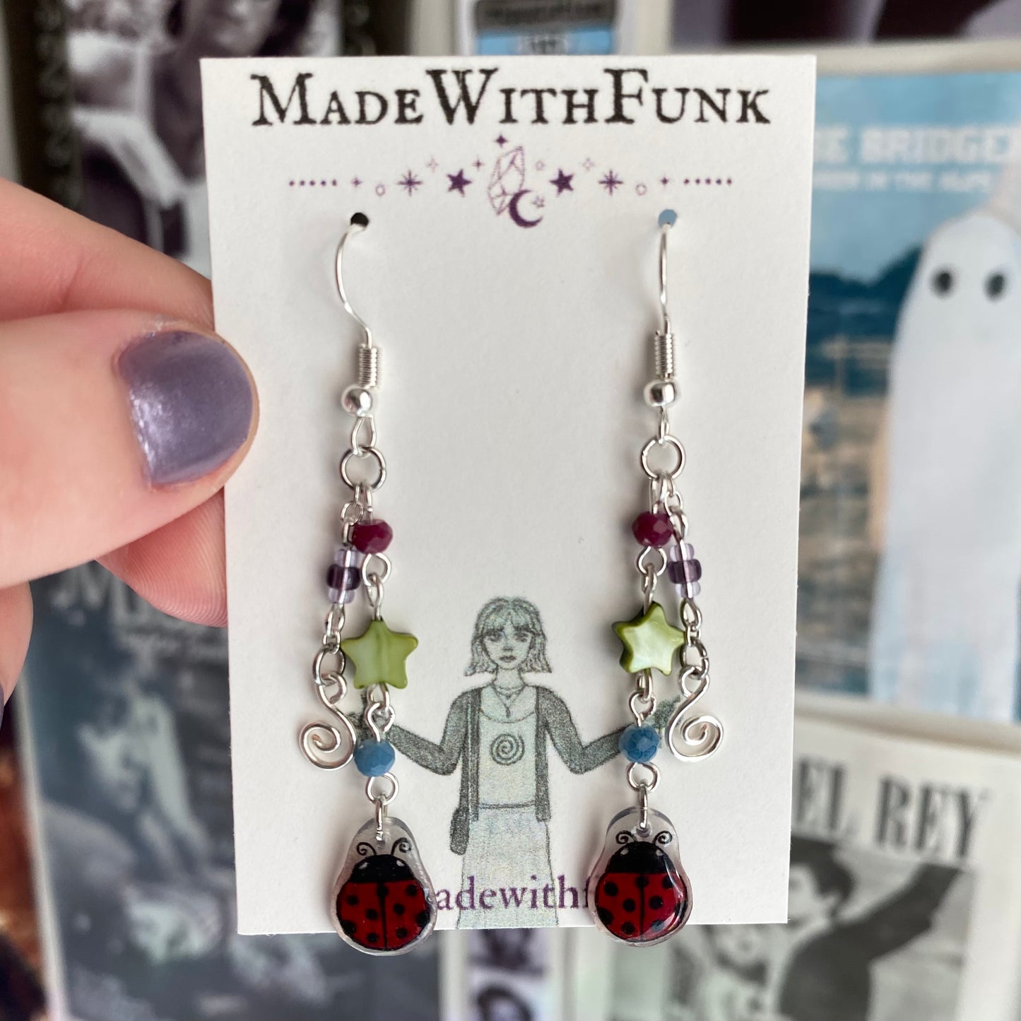 Whimsical Swirly Ladybug Earrings