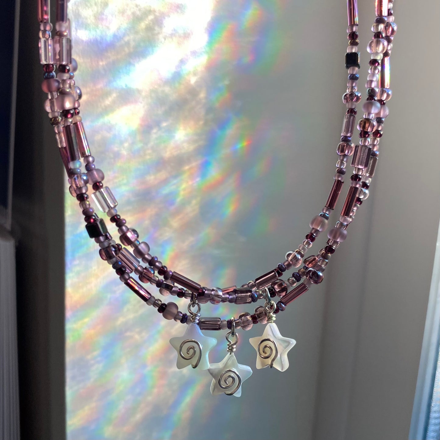 Mazzy Star Inspired Purple Beaded Necklace