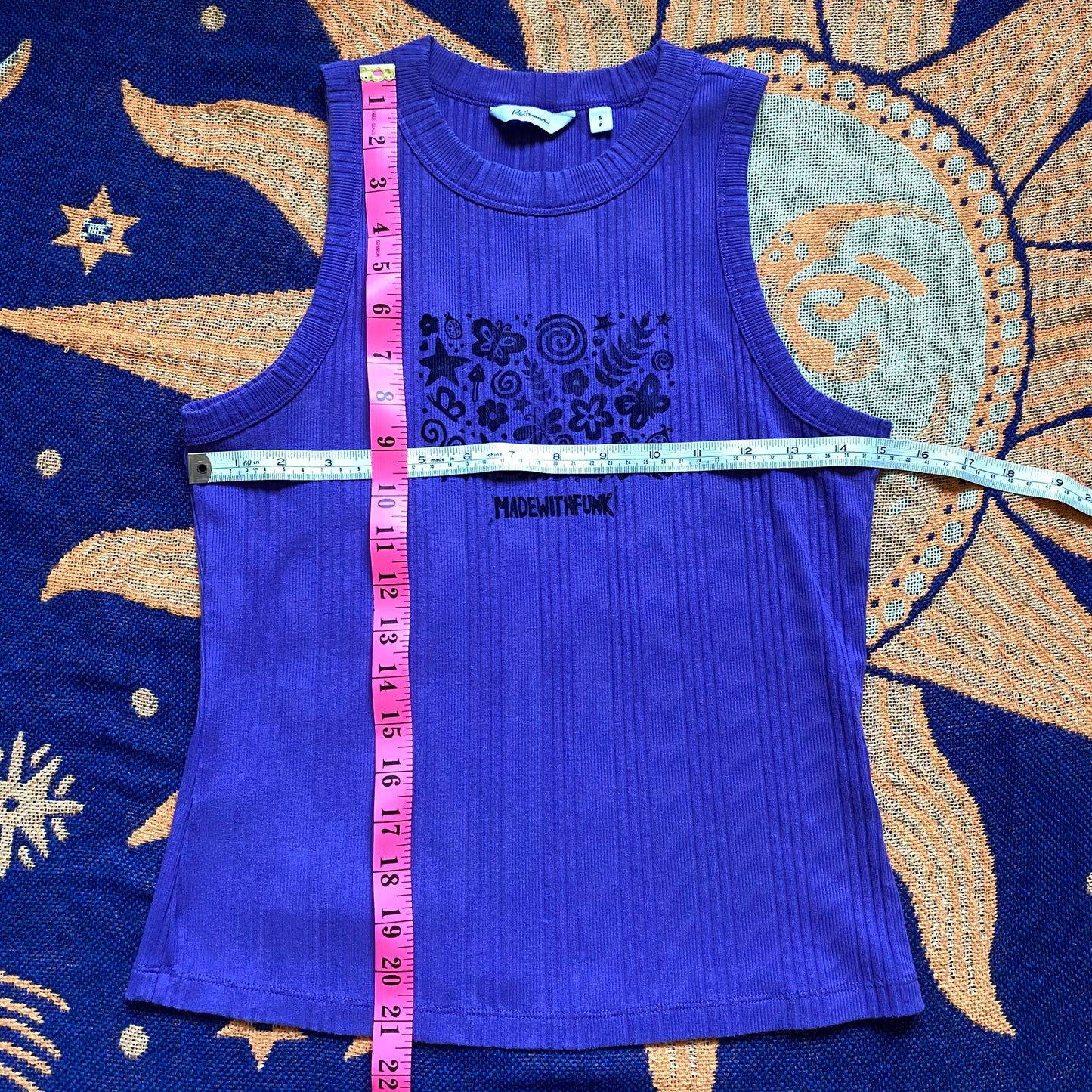 Whimsical Lino Block Printed Tank Top