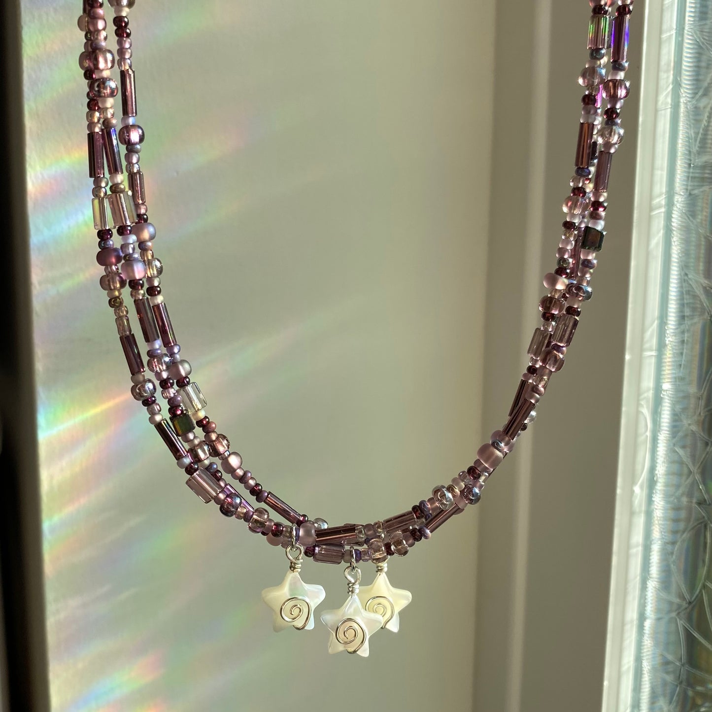 Mazzy Star Inspired Purple Beaded Necklace