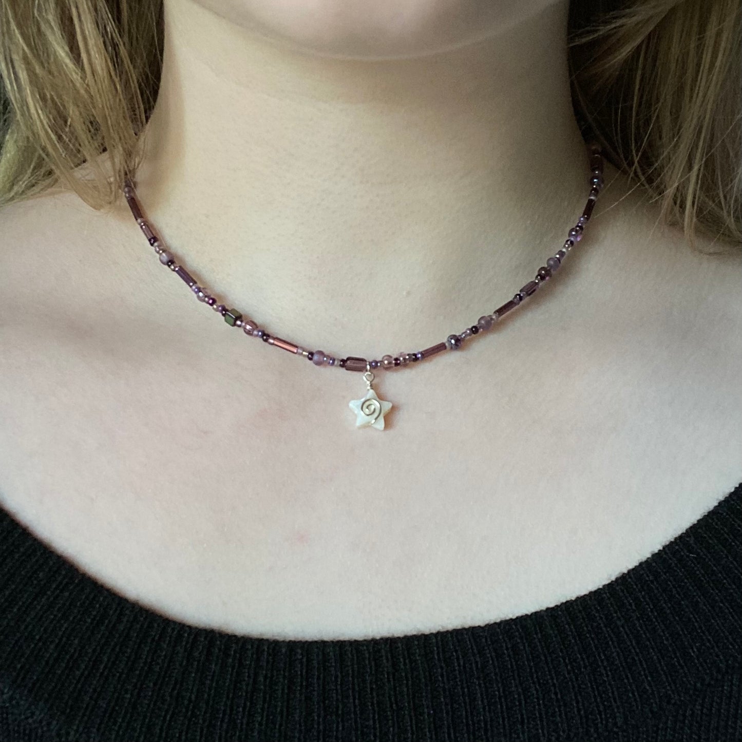 Mazzy Star Inspired Purple Beaded Necklace