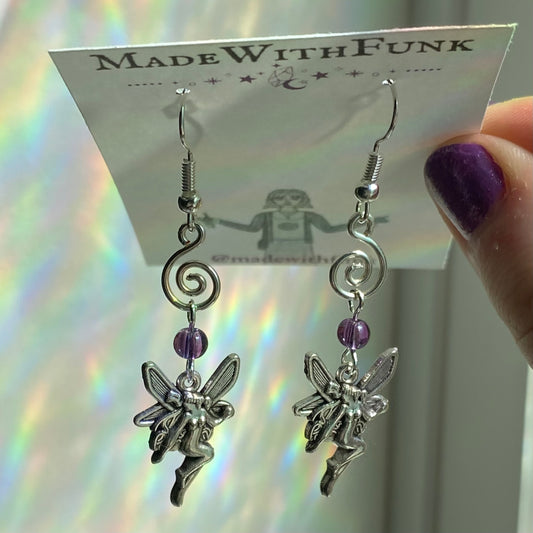 Purple Swirly Fairy Earrings