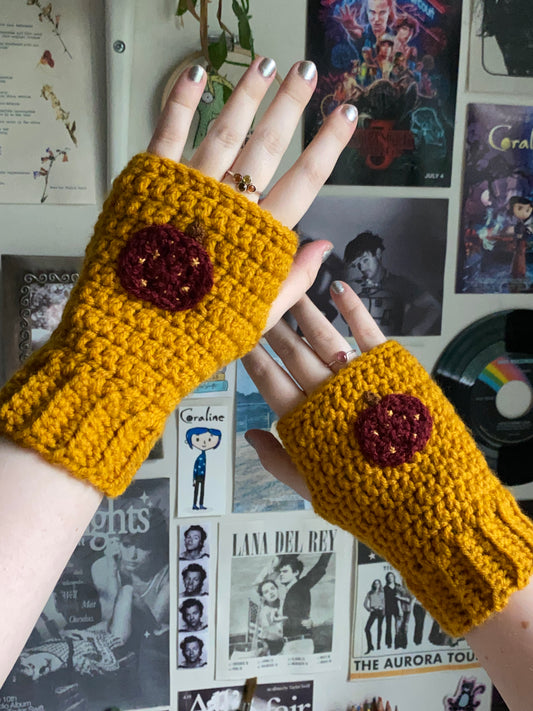 Yellow Fantastic Mr. Fox Crochet Fingerless Gloves