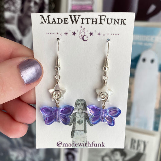 Whimsical Swirly Star Butterfly Earrings