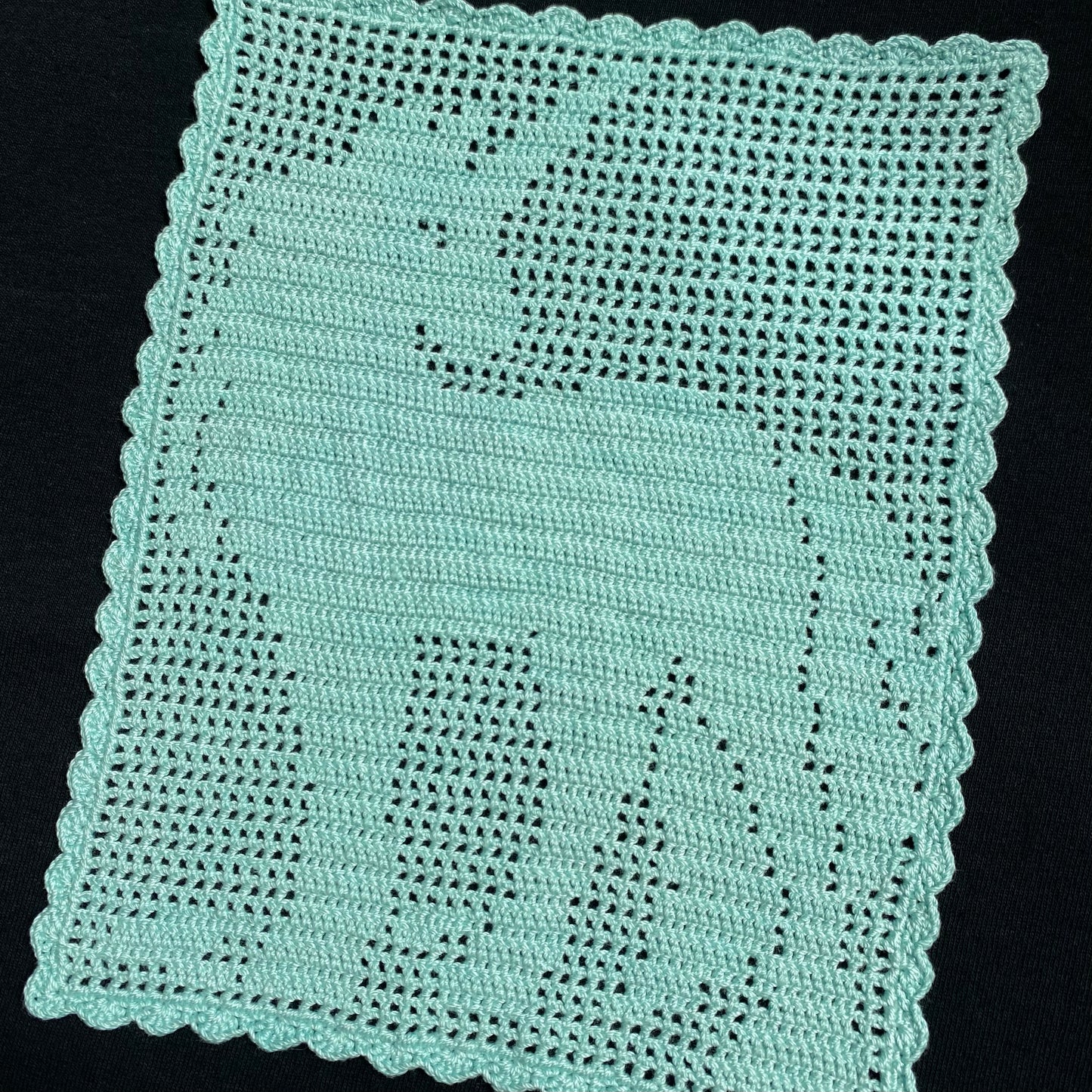 Turquoise Unicorn Crochet Tapestry