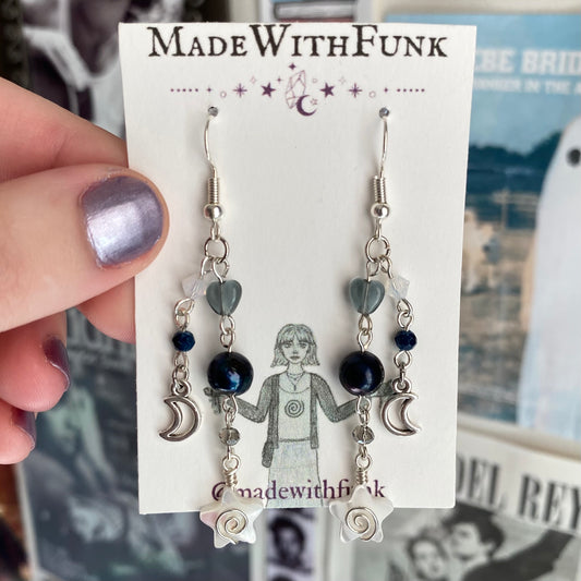 Blue Celestial Cluster Earrings
